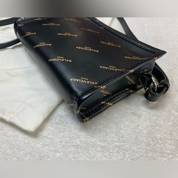 Balenciaga Allover Black Bazar Logo Pochette Shoulder Crossbody Bag - Picture 6 of 16